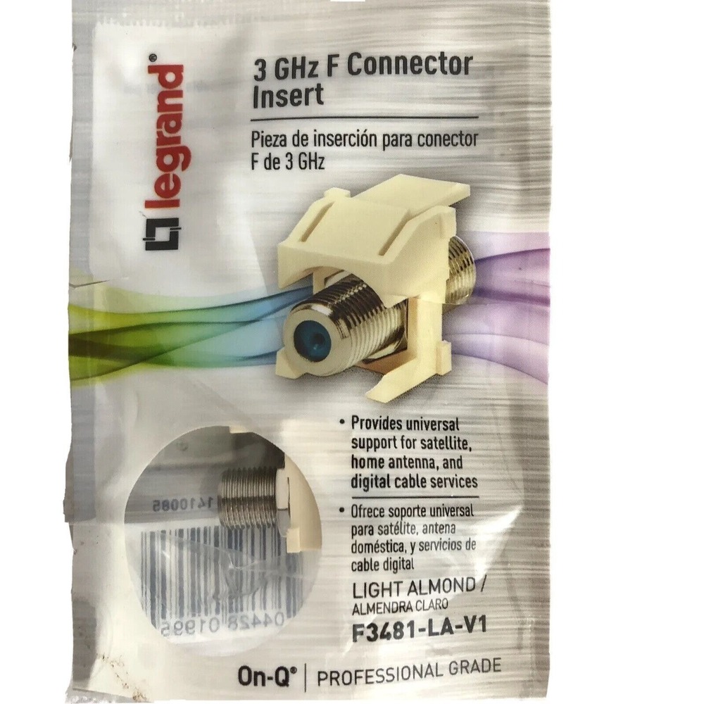 Legrand Plastic F-type Coax Wall‎ Jack Light Almond New F3481-LA-V1